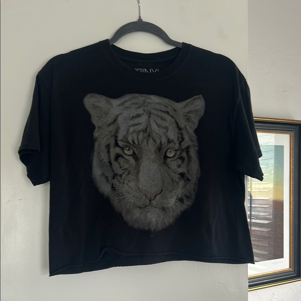 Black T-Shirt with Tiger Graphic